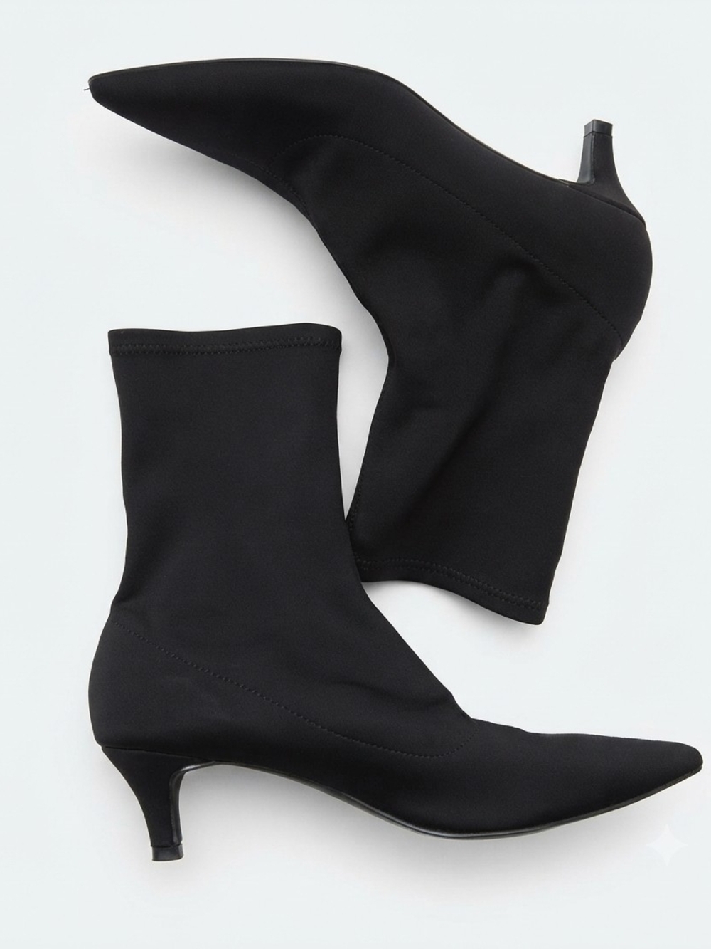 Women's Beautiful Black Stretch Comfy Sexy Fitted Kitten Heel Sock Ankle Boots